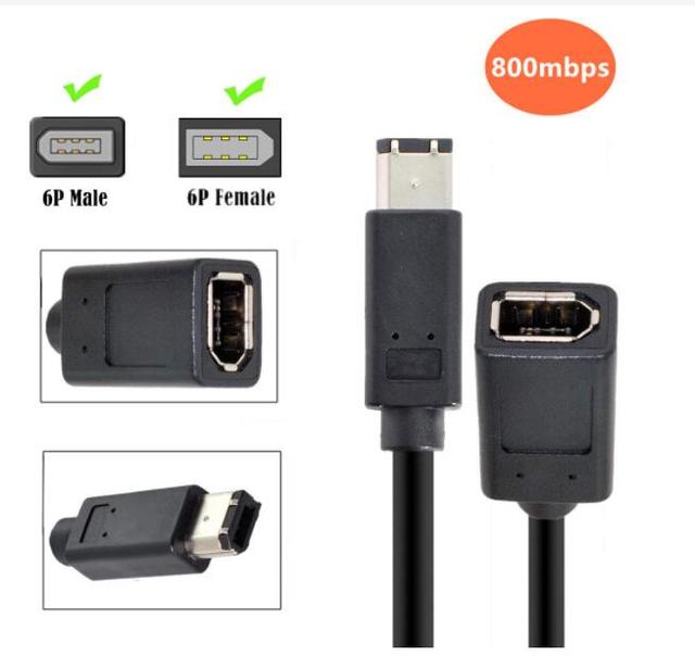IEEE 1394 Cable 1394 6Pin Female to 1394b 6Pin Male Firewire 400 to 400 Cable 20cm