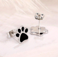 Boucles d'oreilles empreinte de patte de chien breloque mode boucles d'oreilles empreinte de patte breloques boucles d'oreilles en acier inoxydable