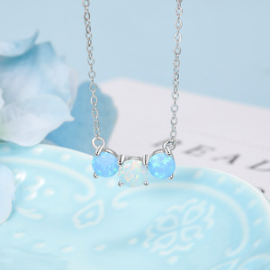 <b>Opal</b> S925 Sterling Silver Women's Wedding Pendant <b>Necklace</b> with Rhodium Plating Trendy Design for Engagement & Everyday Wear - Product Image 6