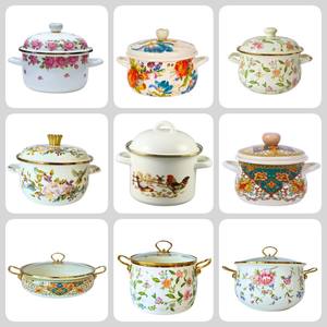 Marmite à soupe et à bouillon à double anse en émail imprimé par transfert thermique, compatible induction, avec couvercle épaissi, pour cuisine, prix OEM économique - Product Image 3