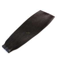 Extensions capillaires naturelles noires, lisses et soyeuses, en cheveux vierges cambodgiens, avec micro-anneaux, double trame, cousues à la machine, modèle Butterfly VMAE