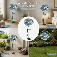 Grandes fleurs en tissu élégantes et personnalisables, géantes avec base, adaptées à la décoration de mariage, à la mise en scène de fonds et aux présentoirs de vitrine