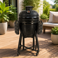 Barbecue Kamado en céramique compact Auplex 21 pouces, noir, pour extérieur, au charbon de bois, fumoir, grill, patio, jardin, cuisine gastronomique