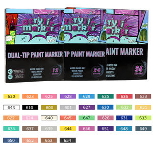 Marqueurs de peinture acrylique artistique à double pointe (pinceau et pointe fine) 24 couleurs, résistants à la décoloration, pour utilisation multi-surfaces (roche, toile, verre et bois) - Product Image 6
