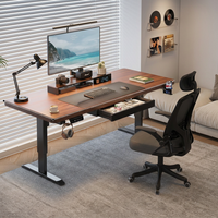 Bureau électrique réglable en hauteur à moteur unique 1400*700mm avec plateau de 25mm, bureau d'ordinateur à domicile, bureau d'étude et de travail avec tiroir