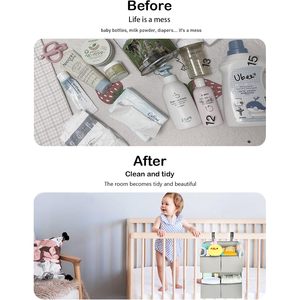 Organisateur de couches suspendu à 4 poches gris argenté pour berceau, parc pour bébé, table à langer, rangement pour bébé - Product Image 5