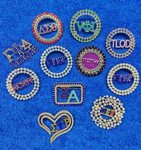 Kunden spezifisches Logo Brosche Schwestern schaft Brüderlichkeit Perle Strass Geschenk Perle Strass Legierung Griechische Buchstaben Rosa Grün SGRHO ZA OES - Product Image 5