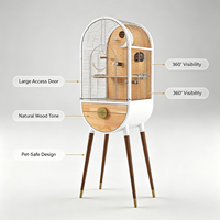 Cage à oiseaux de luxe Cutepet, design européen, grande volière pour perroquets, en bois et fer, avec support, plateau amovible et perchoir.