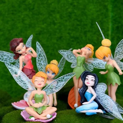 Micro bonecas artesanais em 6 pçs/set, mini figura de decoração de jardim das fadas