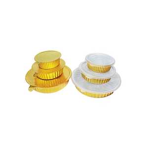 870ml có thể tái chế cấp thực phẩm vàng Nhôm lá tròn dùng một lần Takeaway <span class=keywords><strong>container</strong></span> thực phẩm với lá và nắp nhựa - Product Image 4