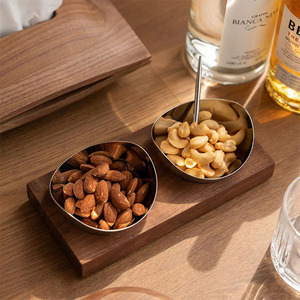 Trang Chủ Trang Trí Phục Vụ Kẹo Khay Thép Không Gỉ Trái Cây Khô Tấm Phục Vụ Khay Thép Không Gỉ Bằng Gỗ Trái Cây Bát - Product Image 3