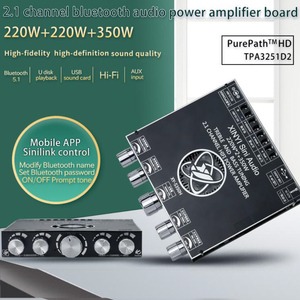 Placa amplificadora de 2.1 canales XY-S350H TPA3251, módulo amplificador de potencia para subwoofer de 220W×2+350W, reemplaza al 7498E con control de agudos y graves. - Product Image 2