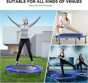 IUNNDS trampolin latihan dewasa Mini, trampolin latihan kecil 50 inci trampolin lompat dapat dilipat kebugaran lipat