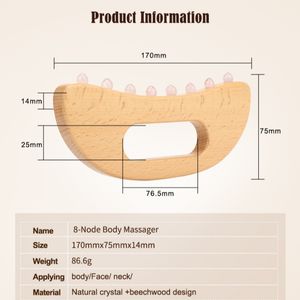 Nueva Herramienta de Masaje Corporal de Madera <span class=keywords><strong>Guasha</strong></span> con Cuentas de Cuarzo Rosa Natural y Jade para Masajeador de Cuello y Hombros - Product Image 3