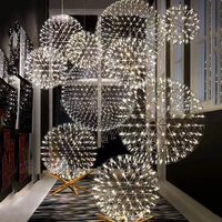 Lustre moderne en forme de boule de feu d'artifice, luminaire suspendu en acier inoxydable, décoration d'intérieur