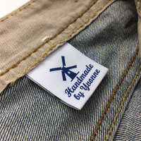 Étiquettes personnalisées exceptionnelles à pliage central, étiquettes pour perruques, étiquettes à coudre sur le ourlet du tissu pour vêtements