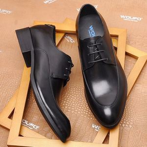 Chaussures Derby Haut de Gamme pour Hommes - Cuir Véritable Lacées Style Oxford - Nouvelle Collection Formelle Rehaussante Imperméable Automne - Product Image 1