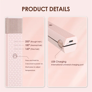 Cordless Hair Straightener Usb Hair Straightener Mini Ceramics Hair Curler 3 Constant Temperature Portable Flat Iron for Travel - Product Image 5