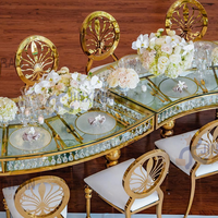 Table de Banquet Serpentine Moderne de Luxe pour Événements Royaux, en Acier Inoxydable avec Plateau en Verre, Table de Mariage