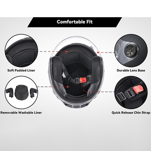 <span class=keywords><strong>Cascos</strong></span> <span class=keywords><strong>de</strong></span> Motocicleta con Doble Visera Aprobados por el DOT, Casco <span class=keywords><strong>de</strong></span> Motocicleta Abierto 3/4 para Hombres y Mujeres Adultos - Product Image 4