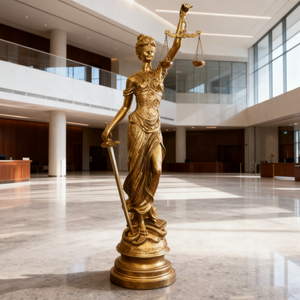 Estatua de la Diosa de la Justicia de Bronce Dorado de Tamaño Real para Exteriores, Decoración Temática Legal para Plazas de Justicia, Edificios Gubernamentales - Product Image 3