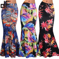 Gonne avvolgenti da donna a sirena sexy con stampa digitale in spandex di poliestere elasticizzato con gonna hawaiana floreale all'ingrosso