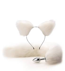 Conjunto de 2 Piezas de Accesorios Eróticos con Diadema y Tapón Anal de Metal con Cola de Zorro BDSM, Juguetes Sexuales para Adultos - Product Image 1