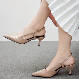 Un nuovo stile di eleganti sandali <span class=keywords><strong>con</strong></span> cinturino color albicocca A punta per le <span class=keywords><strong>donne</strong></span> <span class=keywords><strong>con</strong></span> <span class=keywords><strong>tacchi</strong></span> alti <span class=keywords><strong>Nude</strong></span> e <span class=keywords><strong>tacchi</strong></span> sottili - Product Image 4