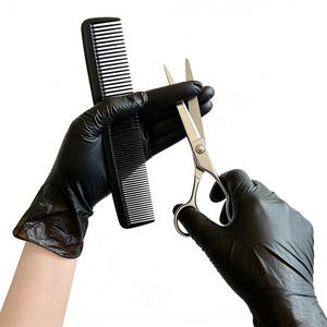 100 unids/caja GUANTES <span class=keywords><strong>DE</strong></span> PVC 3mil <span class=keywords><strong>corte</strong></span> <span class=keywords><strong>de</strong></span> <span class=keywords><strong>pelo</strong></span> impermeable resistente al aceite sin látex desechables sin polvo guantes <span class=keywords><strong>de</strong></span> vinilo negro para peluquero - Product Image 1