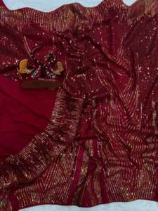 Vente en gros d'usine de magnifiques saris à sequins de créateur saris pakistanais pour femmes de fournisseur indien - Product Image 5