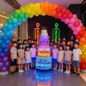 Acrylic Birthday Cake Cart With <b>Led</b> <b>Light</b> Display For Party Decoration Commercial Use - Product Image 1