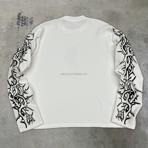 QIANSHI Luxury Casual Men's 300 Gsm Waffle Oversized Personalized Streetwear <strong>White</strong> <strong>Shirt</strong> for Men Vintage <strong>Long</strong> <strong>Sleeve</strong> <strong>T</strong>-<strong>Shirt</strong> - Product Image 3