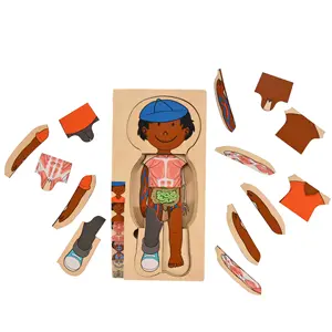 African American Boy Wooden My Body Puzzle, 29 pezzi Girls Anatomy Puzzle Play Set, Anatomy Skeleton Toys for Toddlers Kid