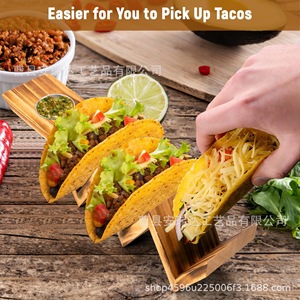 Wooden Wavy Tortilla Stand With <b>Sauce</b> Bowl Portable Taco Holder For Picnic Food Tray - Product Image 4