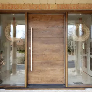 Pintu Kayu Pivot Pintu Depan Modern Kualitas Tinggi Eropa Pintu Eksterior Modern Pintu Serat Kaca