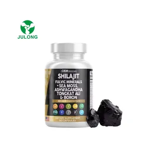 OEM semua dalam 1 suplemen Shilajit Fulvic mineral laut lumut Ashwagandha Tongkat borali kapsul asam Fulvic untuk pria