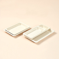 Plateau carré jetable en pulpe de bagasse pour desserts et sushis, robuste, 100 % biodégradable, pour aliments, fruits et restaurants