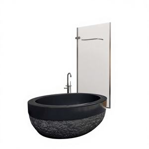 Bañera independiente de lujo de superficie sólida de piedra natural |   Bañera Ovalada Moderna de 190 cm para Baños, Spas y Proyectos Hoteleros - Product Image 1