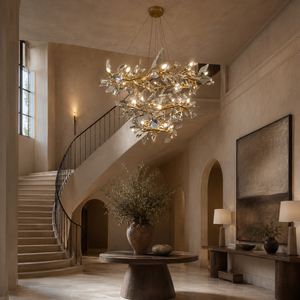 Lámpara de techo de cristal con diseño de ramas naturales, múltiples adornos de cristal para interiores de casas dúplex. - Product Image 1