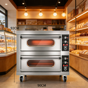 Forno da banco autoportante in acciaio inox a 2 strati per pane, torte e <span class=keywords><strong>pizza</strong></span>, ideale per il commercio transfrontaliero - Prodotto di punta - Product Image 1