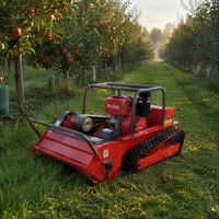 Tondeuse robot DIY télécommandée 4 temps à moteur essence, chenilles en caoutchouc, transmission hydraulique tout-terrain pour la tonte des vignobles