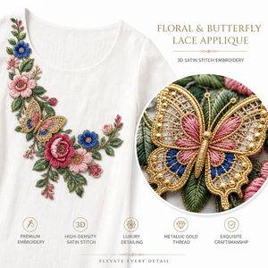 CHANZET Toppe Ricamate Termoadesive 3D a Forma di Fiore e Farfalla, 4 Pezzi, Blu/Rosa, Applicazioni Floreali Decorative per Cappelli e Lavori Artigianali Fai-<span class=keywords><strong>da</strong></span>-Te - Product Image 1