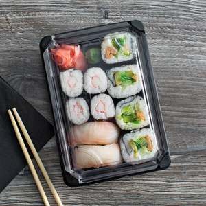 Envase de empaquetado <span class=keywords><strong>rectangular</strong></span> plástico negro disponible del sushi para la comida - Product Image 3