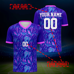 Maillot de football personnalisé avec nom, numéro et couleur d'équipe, protection UV, séchage rapide, respirant, polyester, sublimation 3D, broderie - Product Image 1