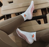 Yoga-Grip-Socken Rutschfeste Anti-Rutsch-Pilates-Socken mit Individuellem Logo Bestickte Schleife für Frauen Barre