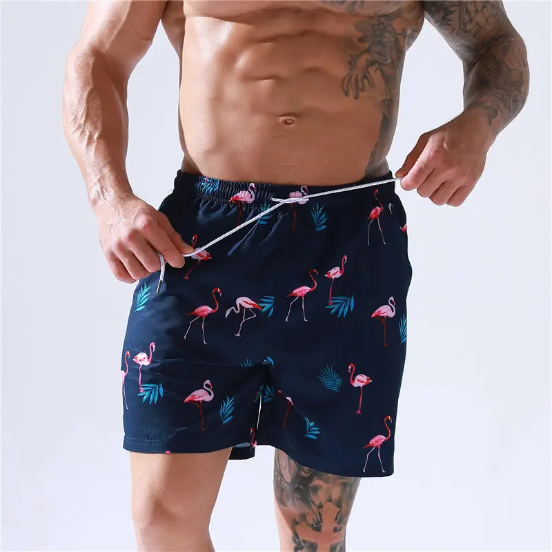 europäische und amerikanische strandferien lockere surfshorts, übergroße bedruckte herren 5-zoll strandhosen, flache eckhosen