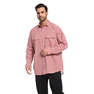 NFPA2112 <span class=keywords><strong>FR</strong></span> Chemises à carreaux Vêtements de sécurité résistants aux flammes Chemises de soudage à boutons en coton à manches longues pour hommes - Product Image 3