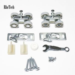 Portes coulissantes encastrées WEKIS avec rail dissimulé, 4 roulettes, double plaque en zinc, kit de porte de grange coulissante avec quincaillerie - Product Image 2