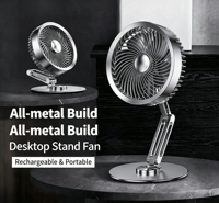 Ventilateur de bureau flexible en alliage, réglable, pliable, rechargeable, portable, avec support pour téléphone portable, pour bureau et maison, OEM