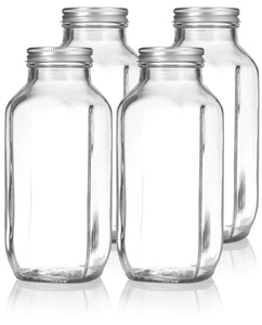 Pot <span class=keywords><strong>en</strong></span> <span class=keywords><strong>verre</strong></span> carré clair 16 oz de 500 ml, avec couvercle <span class=keywords><strong>en</strong></span> métal et <span class=keywords><strong>en</strong></span> argent, pour jus à la maison, facile à utiliser pour les voyages, livraison gratuite - Product Image 1